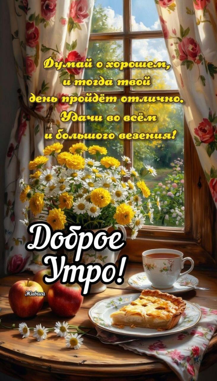 Думай о хорошем, и тогда твой день пройдет отлично. Удачи во всём и большого везения! Доброе Утро!