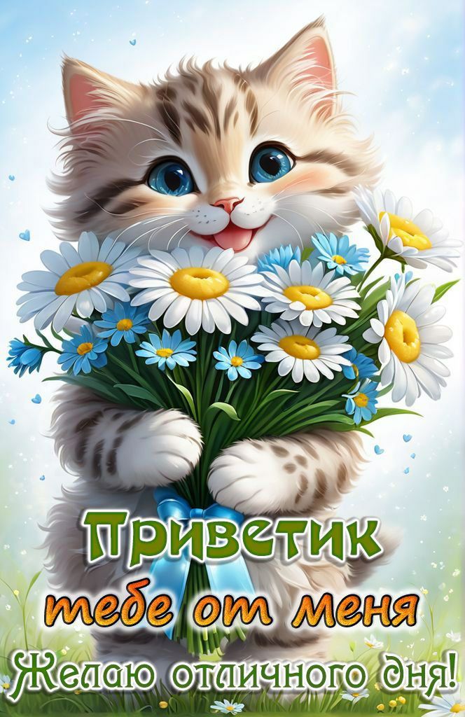 Приветик тебе от меня
Желаю отличного дня!