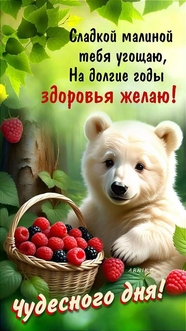 Сладкой малиной тебя угощаю, На долгие годы здоровья желаю! Чудесного дня!