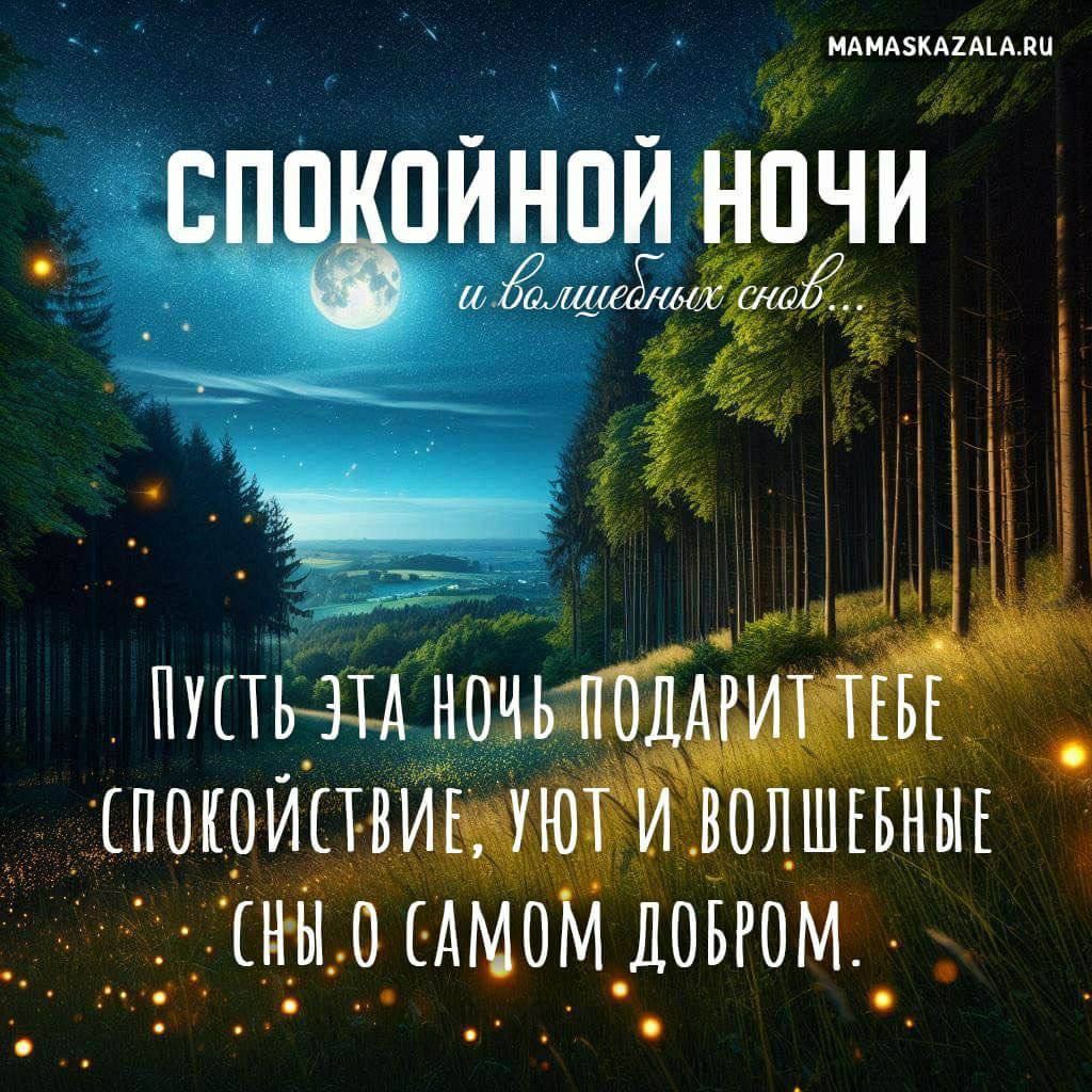 СПОКОЙНОЙ НОЧИ и волшебных снов. Пусть эта ночь подарит тебе спокойствие, уют и волшебные сны о самом добром.