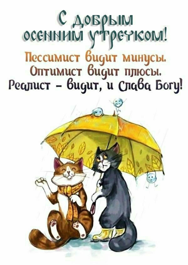 С добрым осенним утречком! Пессимист видит минусы. Оптимист видит плюсы. Реалист - видит, и Слава Богу!