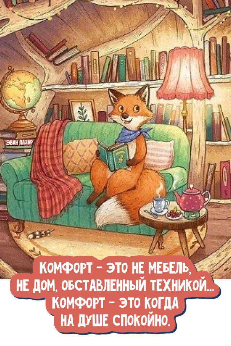 Комфорт - это не мебель, не дом, обставленный техникой... Комфорт - это когда на душе спокойно.