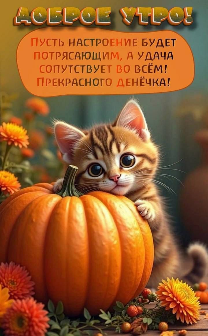 Доброе утро! Пусть настроение будет потрясающим, а удача сопутствует во всём! Прекрасного денёчка!