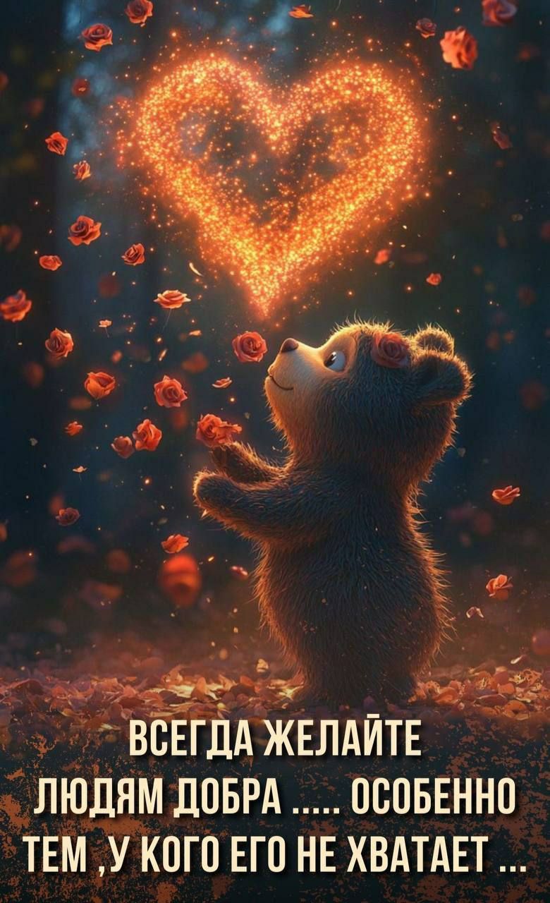 ВСЕГДА ЖЕЛАЙТЕ ЛЮДЯМ ДОБРА .... ОСОБЕННО ТЕМ, У КОГО ЕГО НЕ ХВАТАЕТ ...