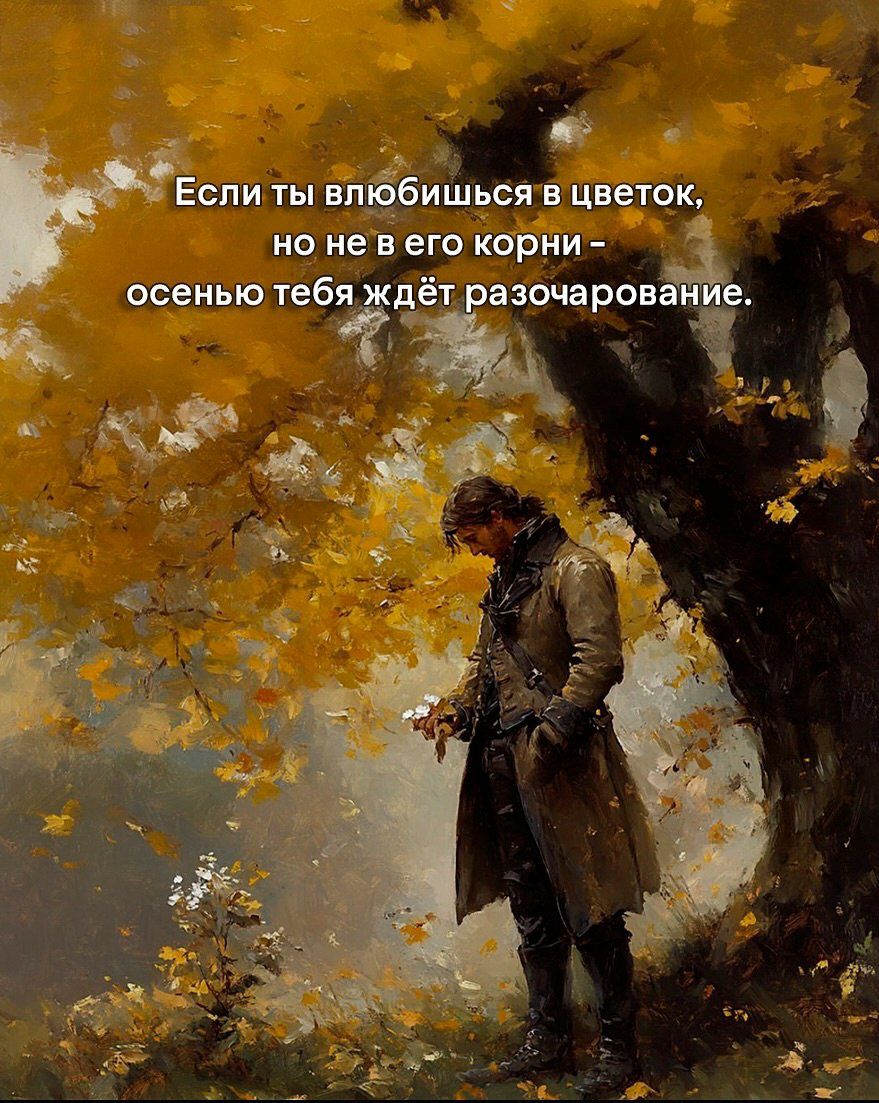Если ты влюбишься в цветок, но не в его корни - осенью тебя ждёт разочарование.