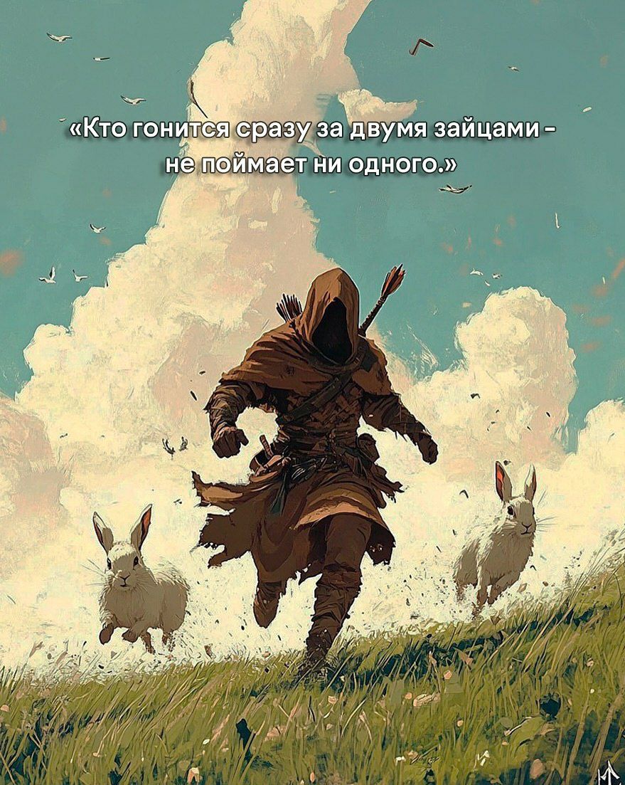 «Кто гонится сразу за двумя зайцами - не поймает ни одного.»