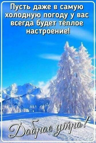 Пусть даже в самую холодную погоду у вас всегда будет тёплое настроение! Доброе утро!