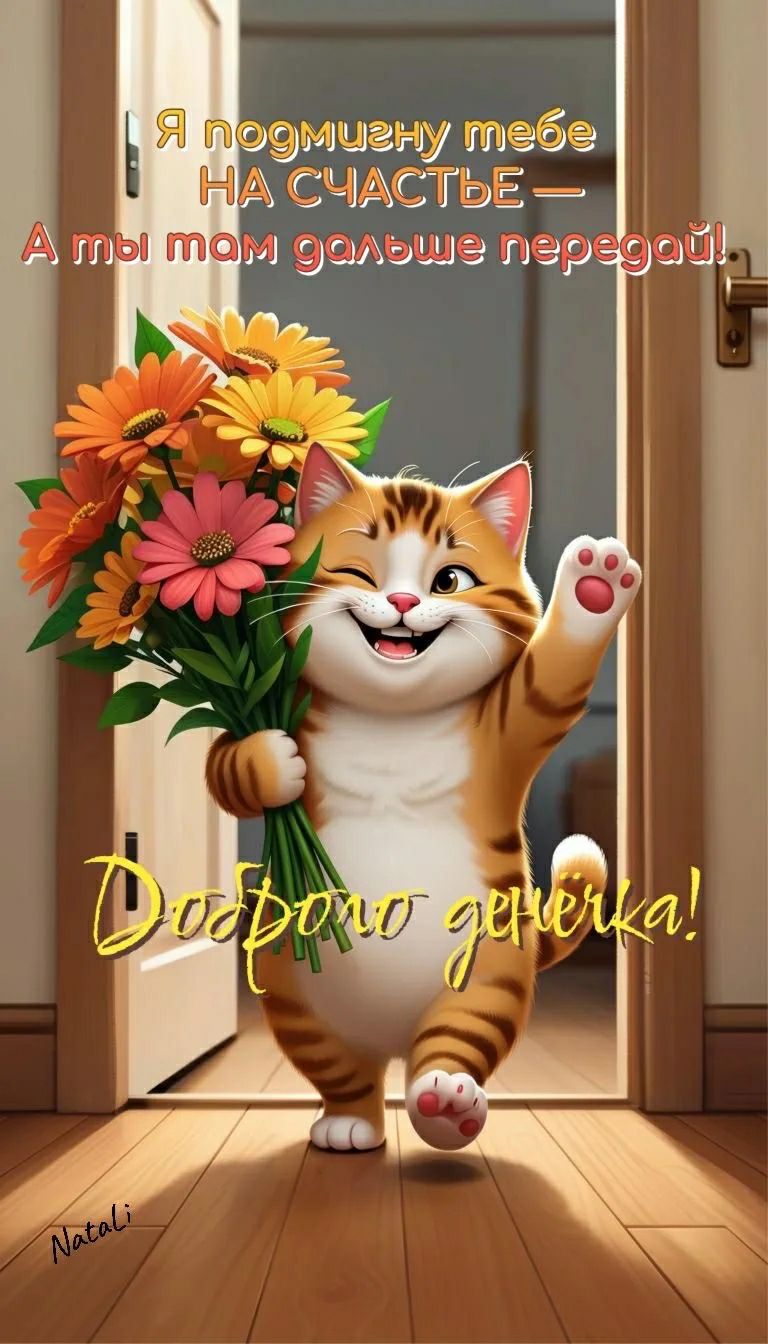 Я подмигну тебе НА СЧАСТЬЕ — А ты там дальше передай! Доброго денечка! Natali
