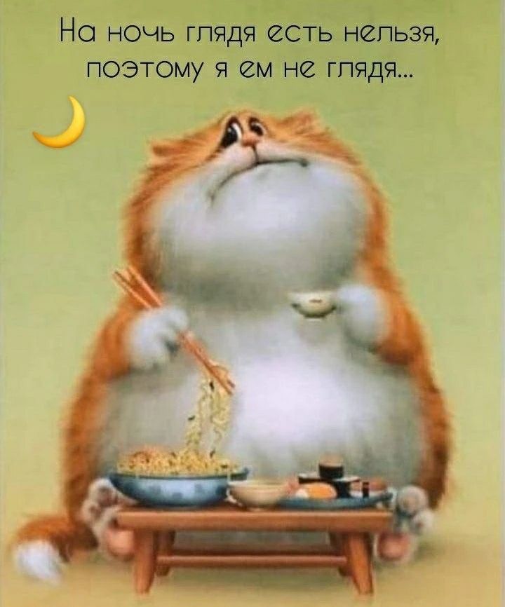 На ночь глядя есть нельзя, поэтому я ем не глядя...