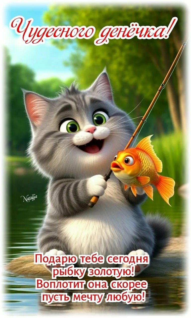 Чудесного денёчка! Подарю тебе сегодня рыбку золотую! Воплотит она скорее пусть мечту любую!