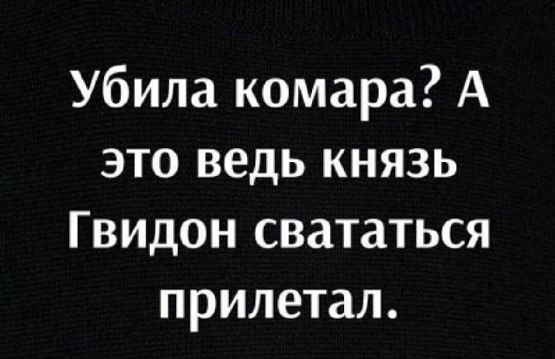 Убила комара А это ведь князь Гвидон свататься прилетал