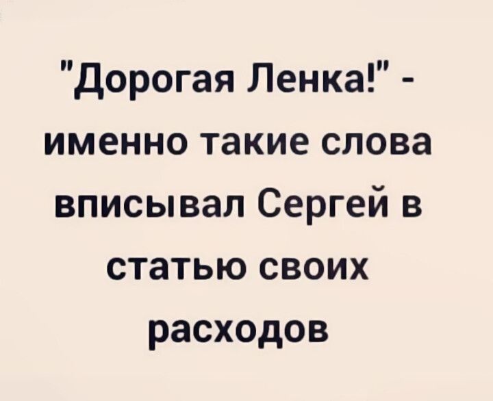 дорогая Ленка именно такие слова вписывал Сергей в статью своих расходов
