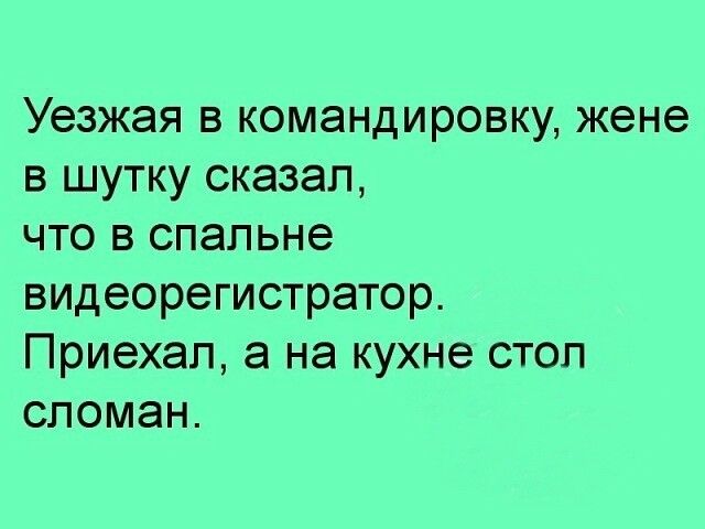 Уезжая в командировку жене в шутку сказал что в спальне видеорегистратор Приехал а на кухне стоп сломан