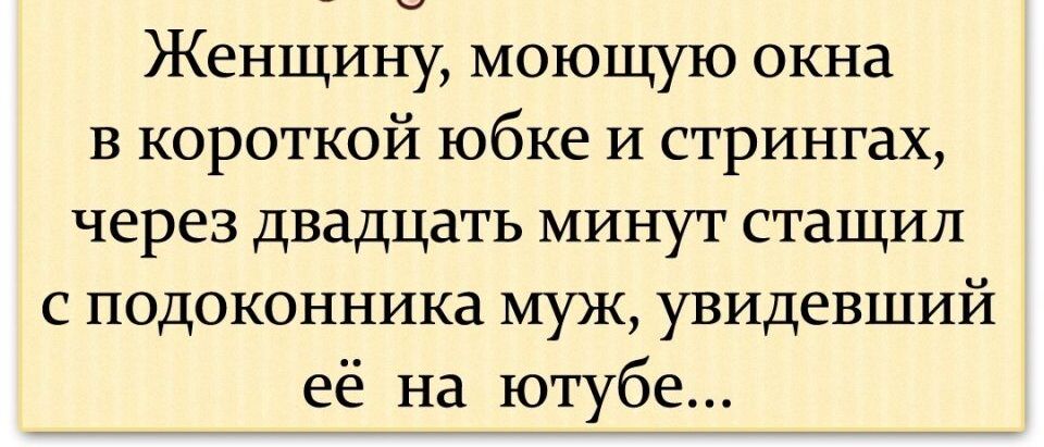 Женщину моющую окна в короткой юбке и стрингах через двадцать минут стащил с подоконника муж увидевший её на ютубе