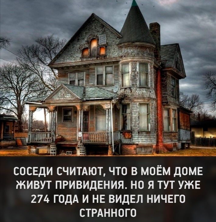 СОСЕДИ СЧИТАЮТ ЧТО В МОЁМ ДОМЕ ЖИВУТ ПРИВИДЕНИЯ НО Я ТУТ УЖЕ 274 ГОДА И НЕ ВИДЕЛ НИЧЕГО СТРАННОГО