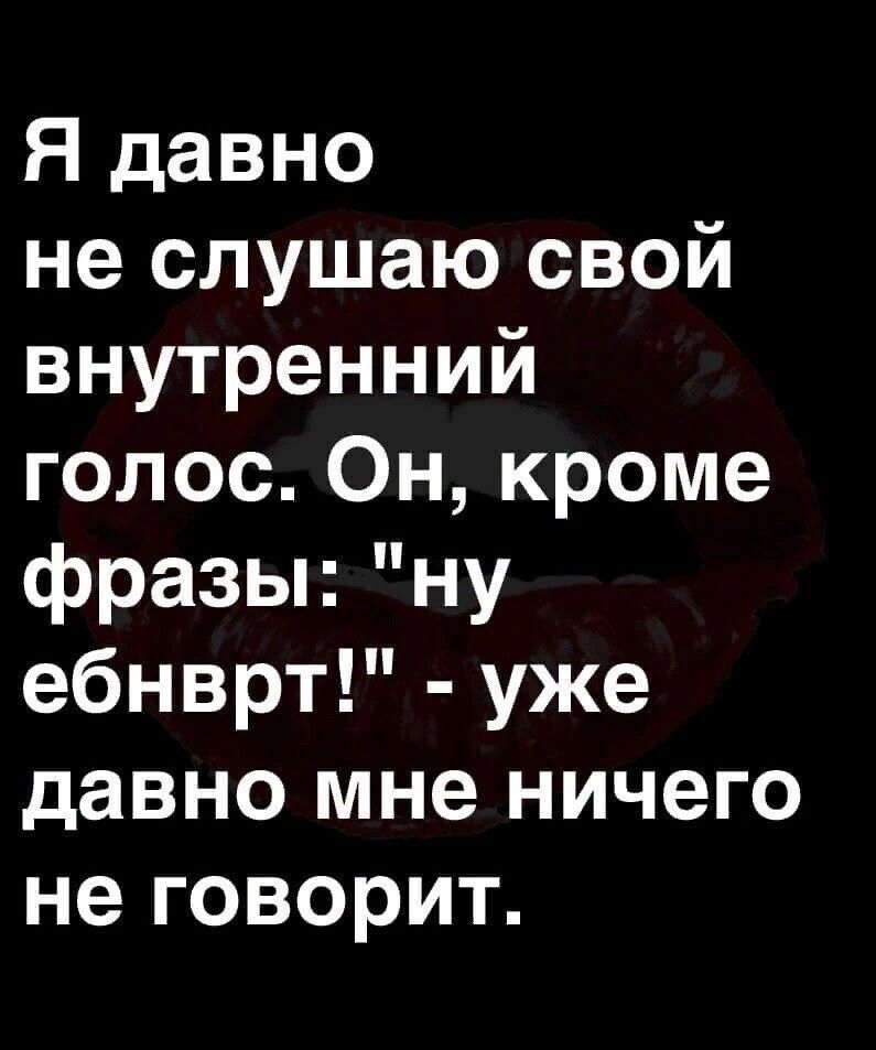 Я давно не слушаю свой внутренний голос Он кроме фразы ну ебнврт уже давно мне ничего не говорит