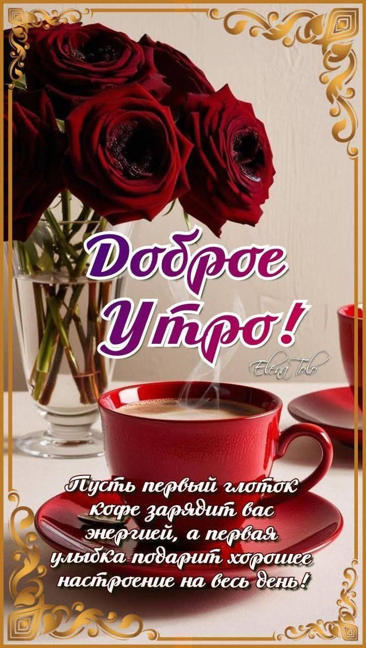 Доброе Утро! Пусть первый глоток кофе зарядит вас энергией, а первая улыбка подарит хорошее настроение на весь день!