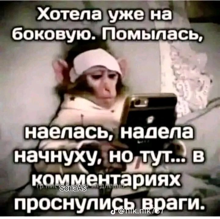 Хотела уже на боковую. Помы las, наелась, надела начнуху, но тут... в комментариях проснулись враги.
