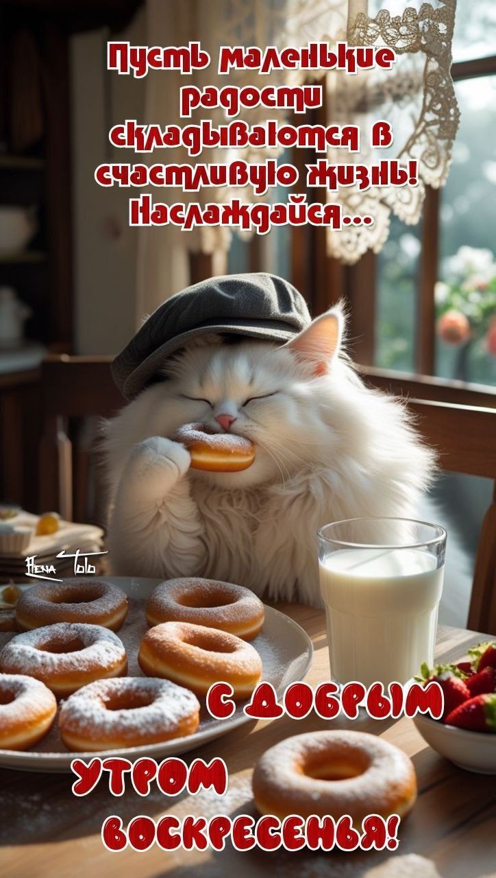 Пусть маленькие радости складываются в счастливую жизнь! Наслаждайся...
С ДОБРЫМ УТРОМ ВОСКРЕСЕНЬЯ!