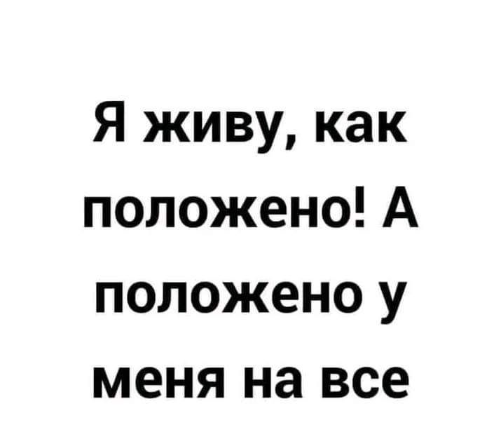 Я живу как положено А положено у меня на все