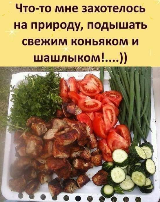 Что то мне захотелось на природу подышать свежим коньяком и шашлыком