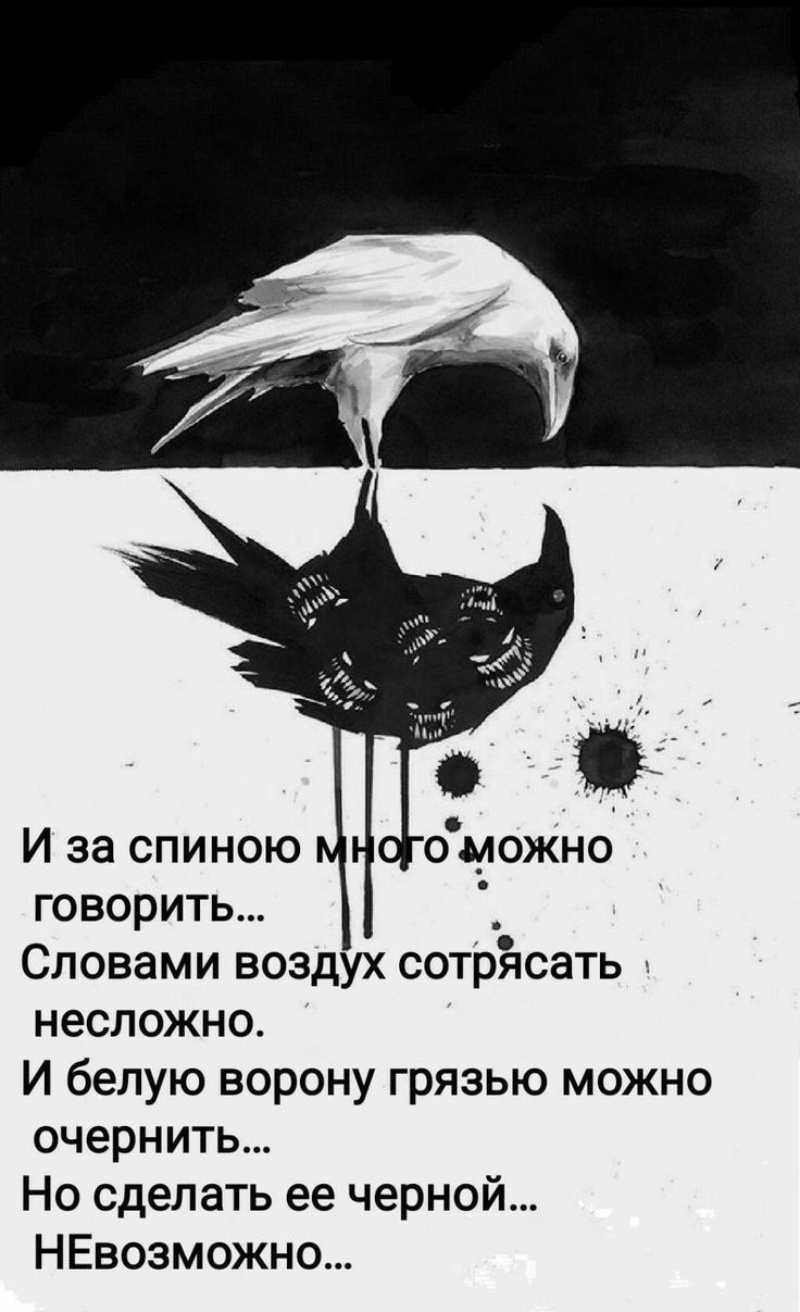 И за спиною говорить Словами воздух сотрясать несложно И белую ворону грязью можно очернить Но сделать ее черной НЕвозможно