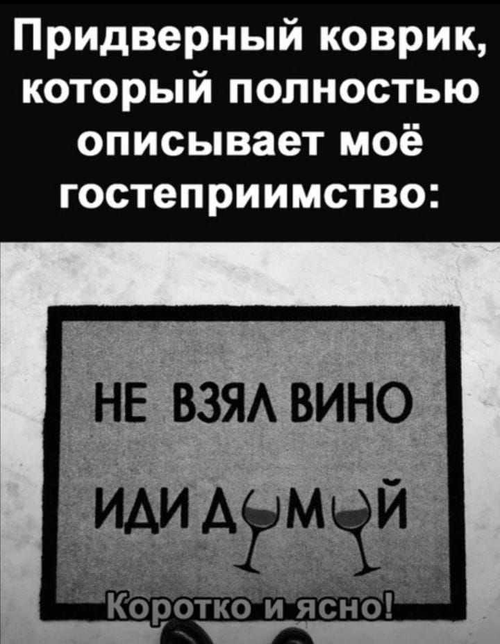 Придверный коврик который полностью описывает моё гостеприимство НЕ ВЗЯА ВИНО Корот и ясно