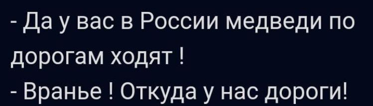 Да у вас в России медведи по дорогам ходят Вранье Откуда у нас дороги