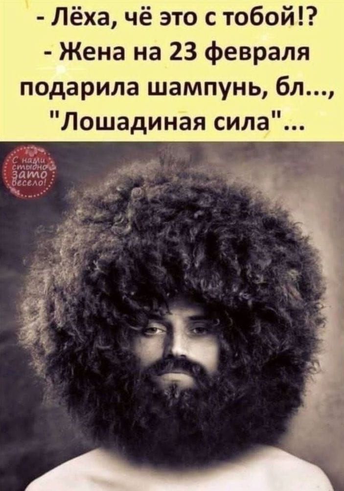 Лёха чё это с тобой Жена на 23 февраля подарила шампунь бл Лошадиная сила