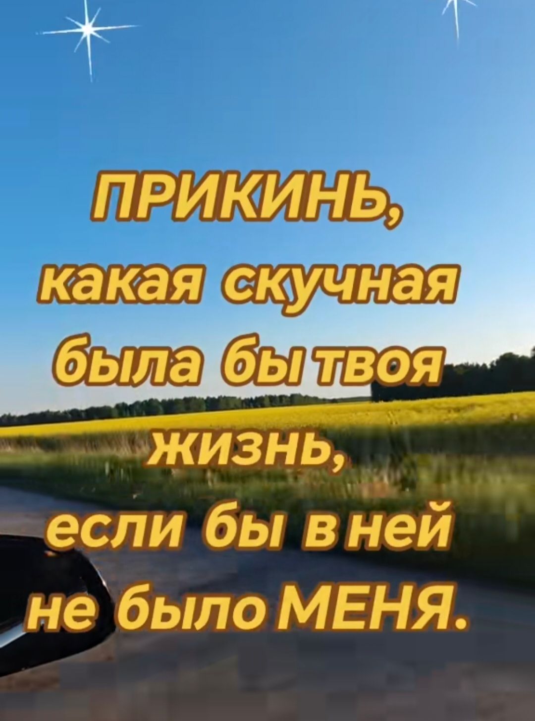 ПРИКИНЬ, какая скучная была бы твоя жизнь, если бы в ней не было МЕНЯ.
