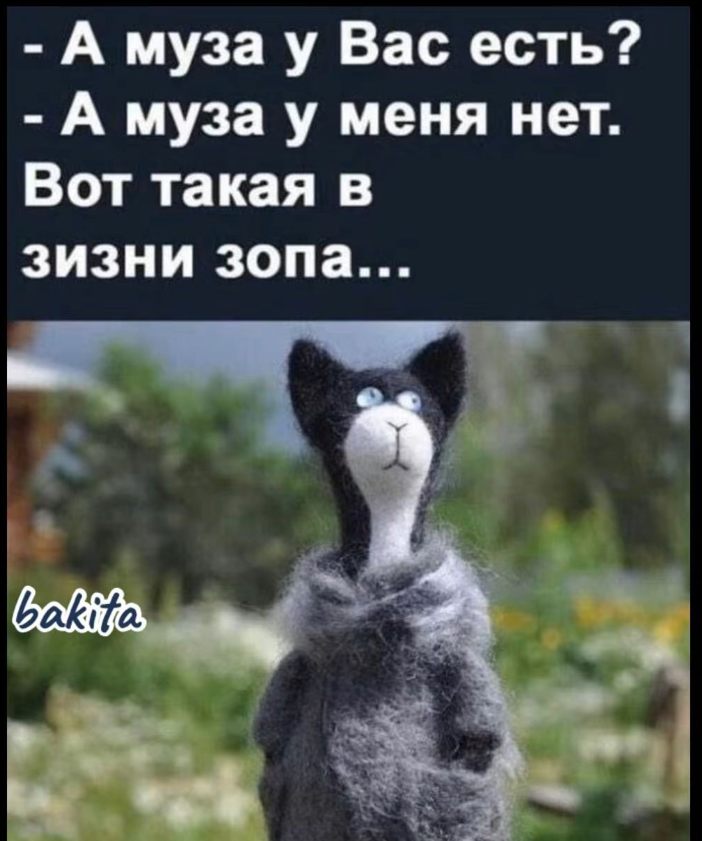 - А муза у Вас есть? 
- А муза у меня нет. Вот такая в жизни зопа...