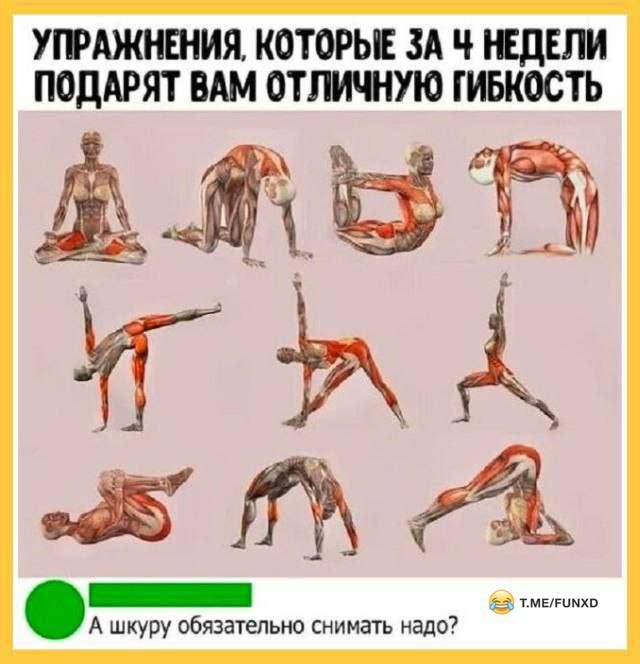 УПРАЖНЕНИЯ, КОТОРЫЕ ЗА 4 НЕДЕЛИ ПОДАРЯТ ВАМ ОТЛИЧНУЮ ГИБКОСТЬ
А шкуру обязательно снимать надо?