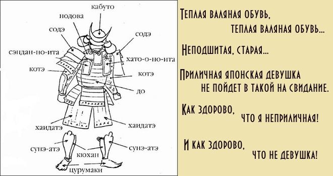 Теплая валяная обувь,
теплая валяная обувь...

Неподшитая, старая...

Приличная японская девушка
не пойдет на такой на свидании.

Как здорово, что я неприличная!
И как здорово, что не девушка!