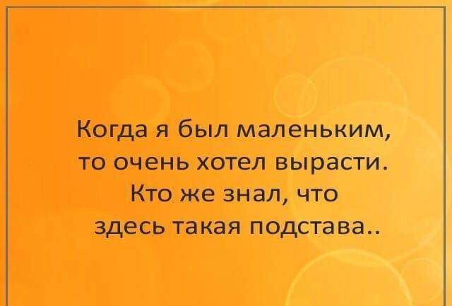 Когда я был маленьким то очень хотел вырасти Кто же знал что здесь такая подстава