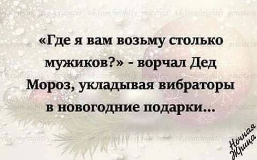 Где я вам возьму пошлю мужиков ворчал Дед Мороз укладывая вибраторы новогодние подарки