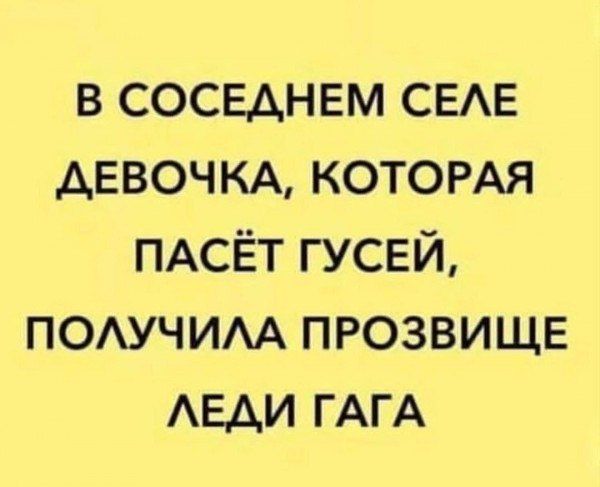 в соседнем СЕАЕ АЕВОЧКА котордя ПАСЁТ гусей ПОАУЧИАА прозвище АЕАИ ГАГА