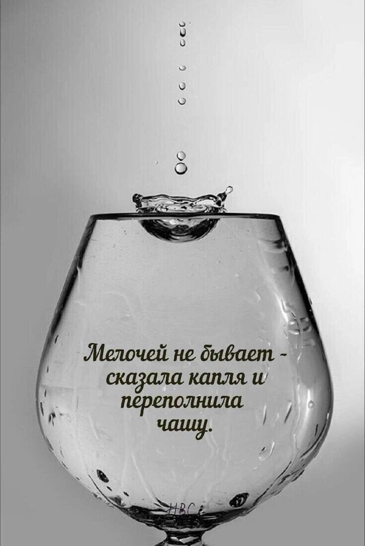 Мелочей не бывает - сказала капля и переполнила чашу.