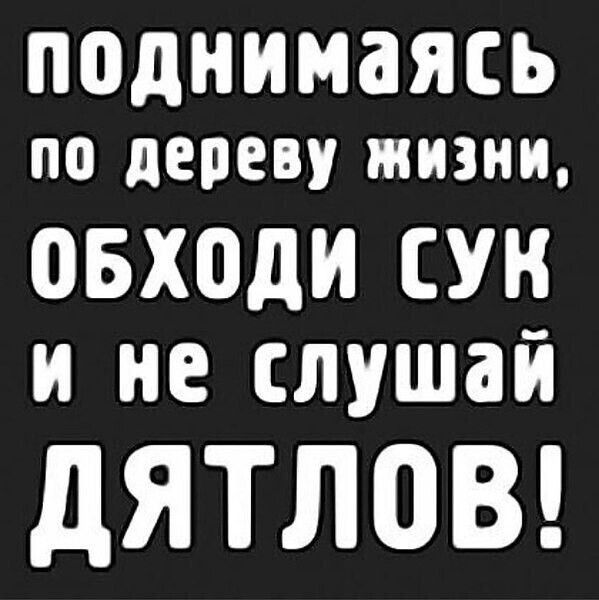 поднимаясь по дереву жизни ОБХОДИ СУК и не слушай ДЯТЛОВ