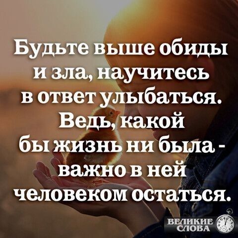 ыше обиды учитесь в ответ улыбаться Велькакой бы жизнё нибыла важно в ней человеком остаться З