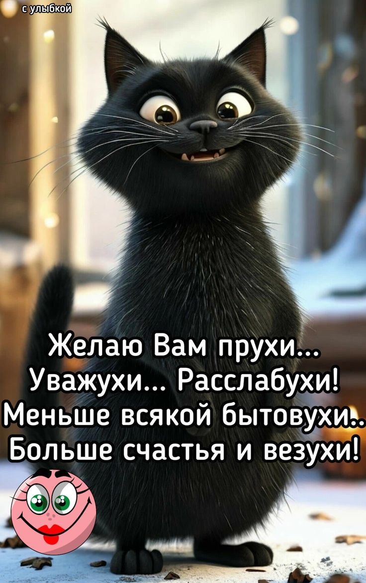 Желаю Вам прухи... Уважухи... Расслабухи! Меньше всякой бытовухи.. Больше счастья и везухи!
