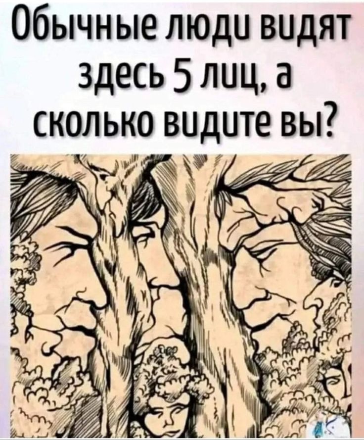 Обычные люди видят здесь 5 лиц, а сколько видите вы?