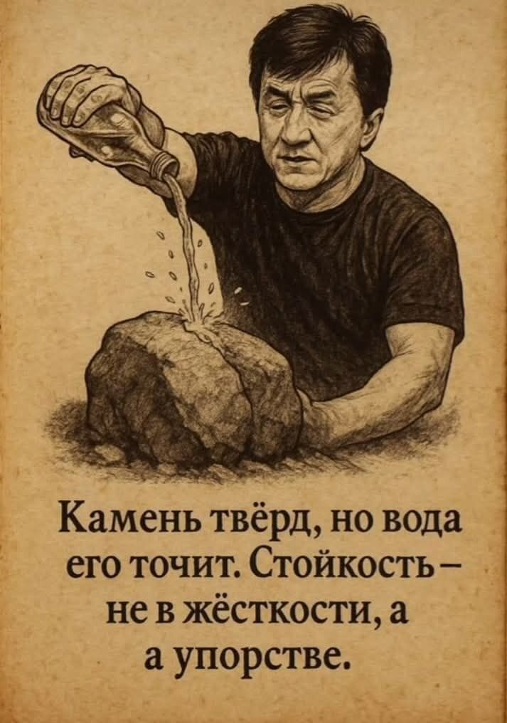 Камень твёрд, но вода его точит. Стойкость – не в жёсткости, а в упорстве.