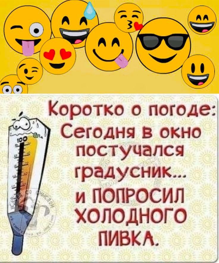 Коротко о погоде: Сегодня в окно поступлялся градусник... и ПОПРОСИЛ ХОЛОДНОГО ПИВКА.