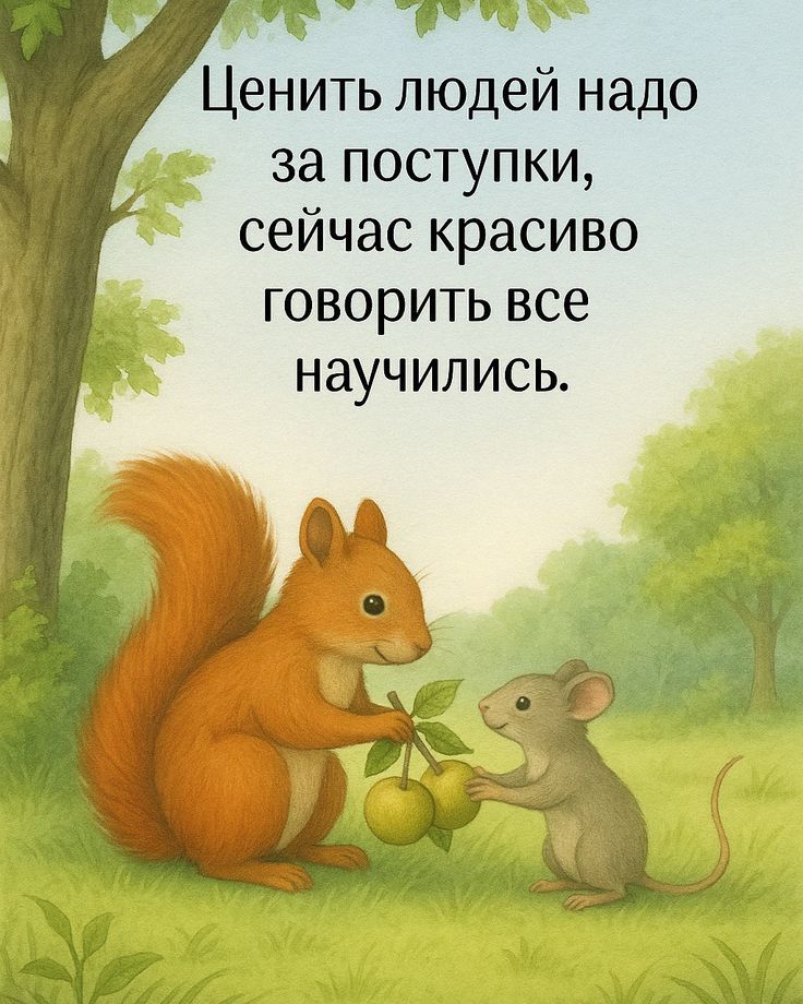 Ценить людей надо за поступки, сейчас красиво говорить все научились.