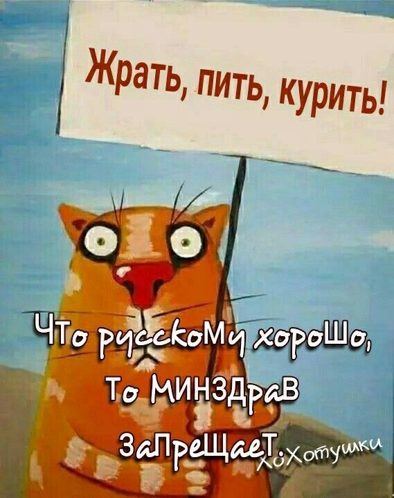 Жрать, пить, курить!\nЧто русскому хорошо, То МинЗдрав запрещает.