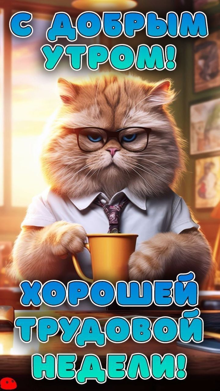 С ДОБРЫМ УТРОМ!
ХОРОШЕЙ ТРУДОВОЙ НЕДЕЛИ!
