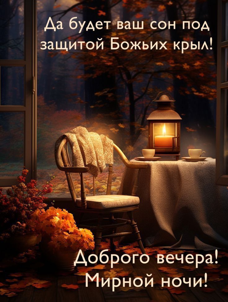 Да будет ваш сон под защитой Божьих крыл!\nДоброго вечера! Мирной ночи!