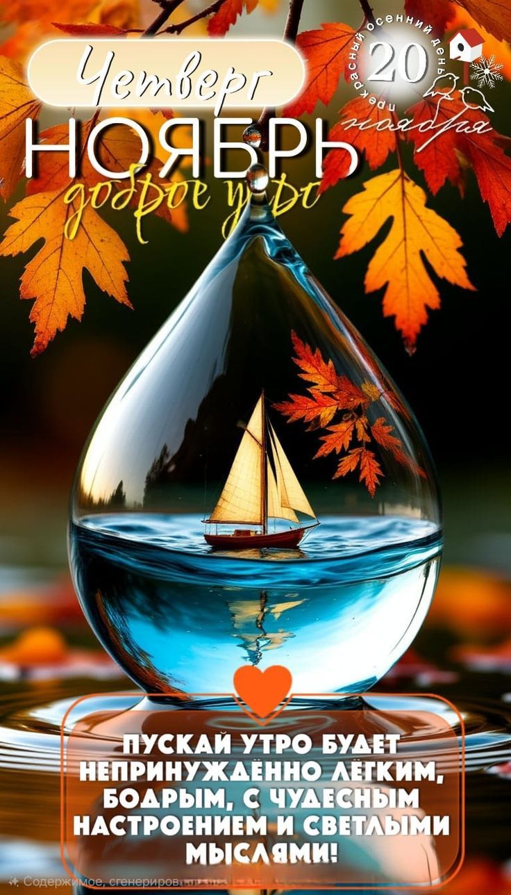 Четверг НОЯБРЬ добрые утры. Пускай утро будет непринуждённо лёгким, бодрым, с чудесным настроением и светлыми мыслями!