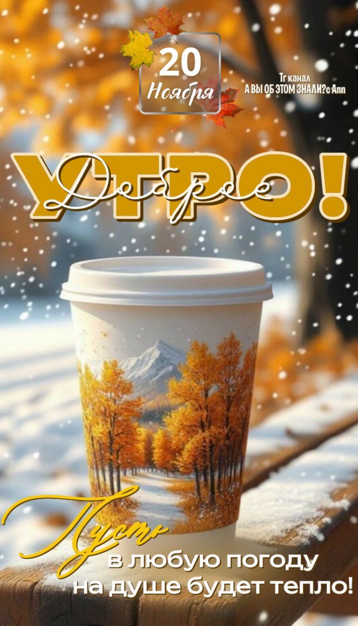 20 Ноября
Утро!
Пусть в любую погоду на душе будет тепло!