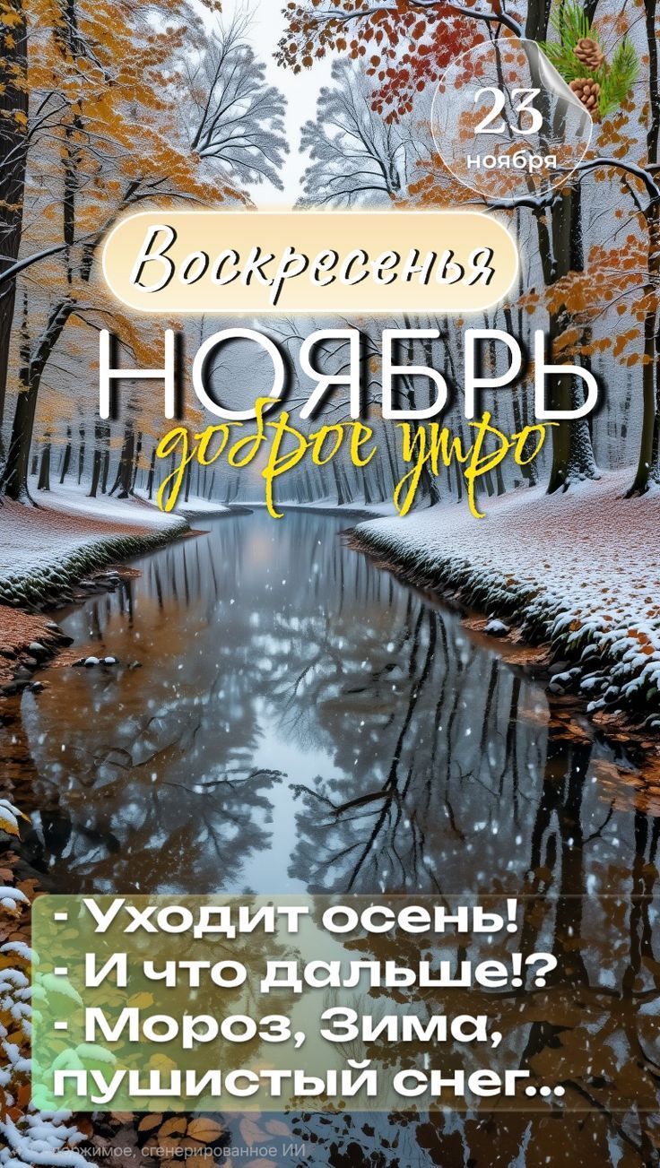 Воскресенье НОЯБРЬ доброе утро
- Уходит осень! - И что дальше!? - Мороз, Зима, пушистый снег...